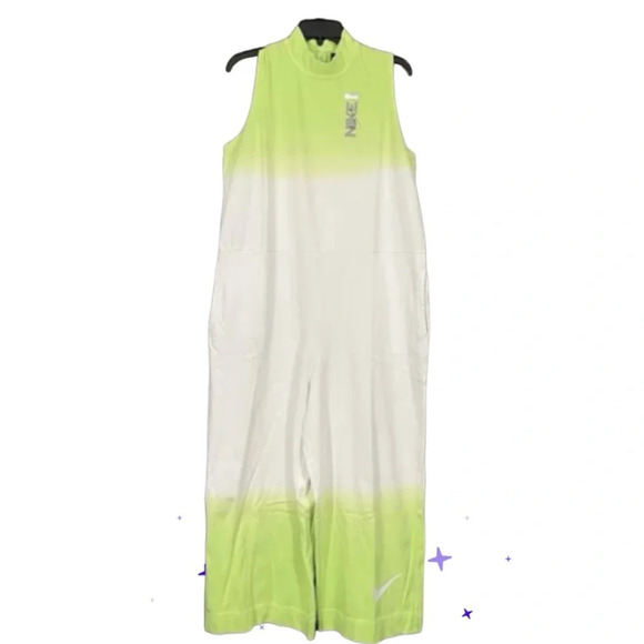Nike wide leg green ombré one piece jumpsuit with pockets, size Medium - Picture 1 of 8